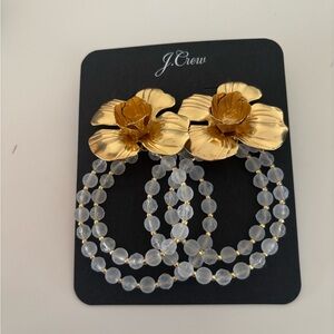 NWT jcrew gold flower statement earrings